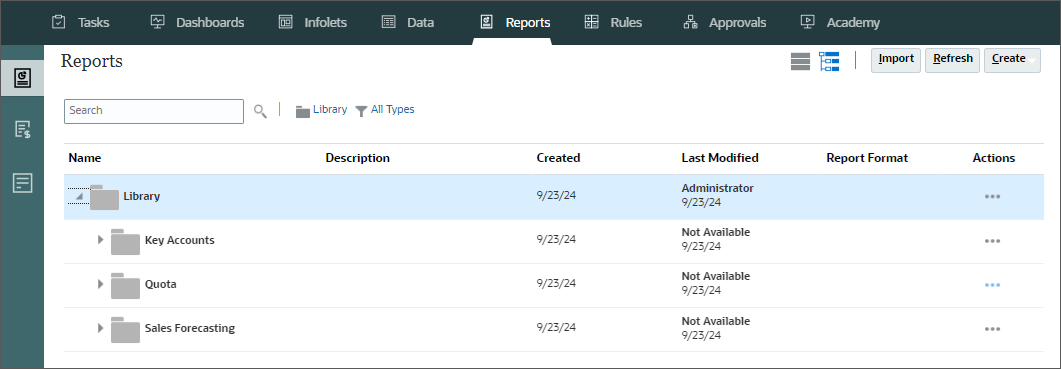 reports tab